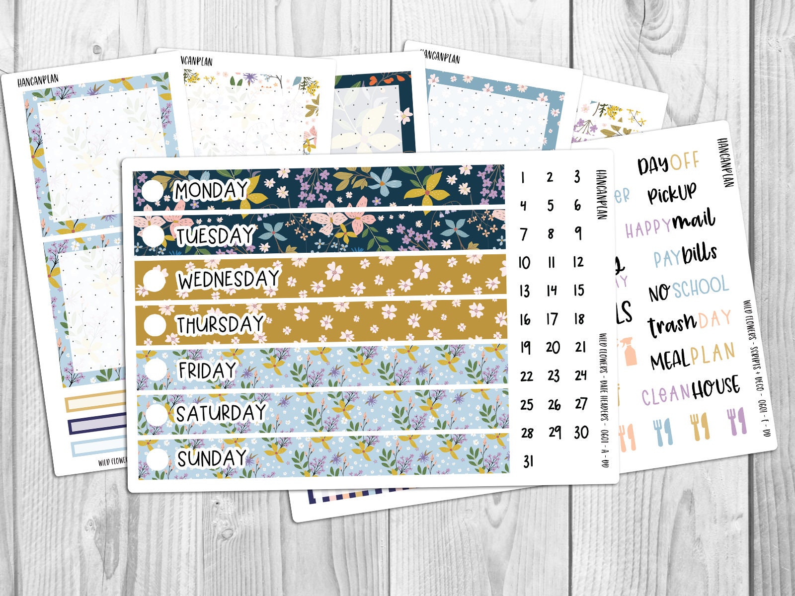 A5 Daily Duo Kit-0601 || WILD FLOWERS | Erin Condren Daily Duo kit | …