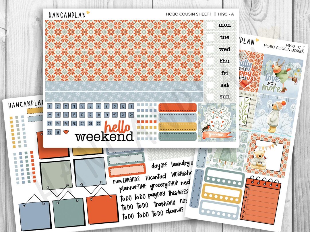 H-190 || Hobonichi Cousin WEEKLY KIT | Cozy Critters - Etsy