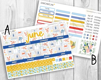 E-204 || 7x9 June Monthly | La Dolce Vita | Planner Kit | Erin Condren Kit