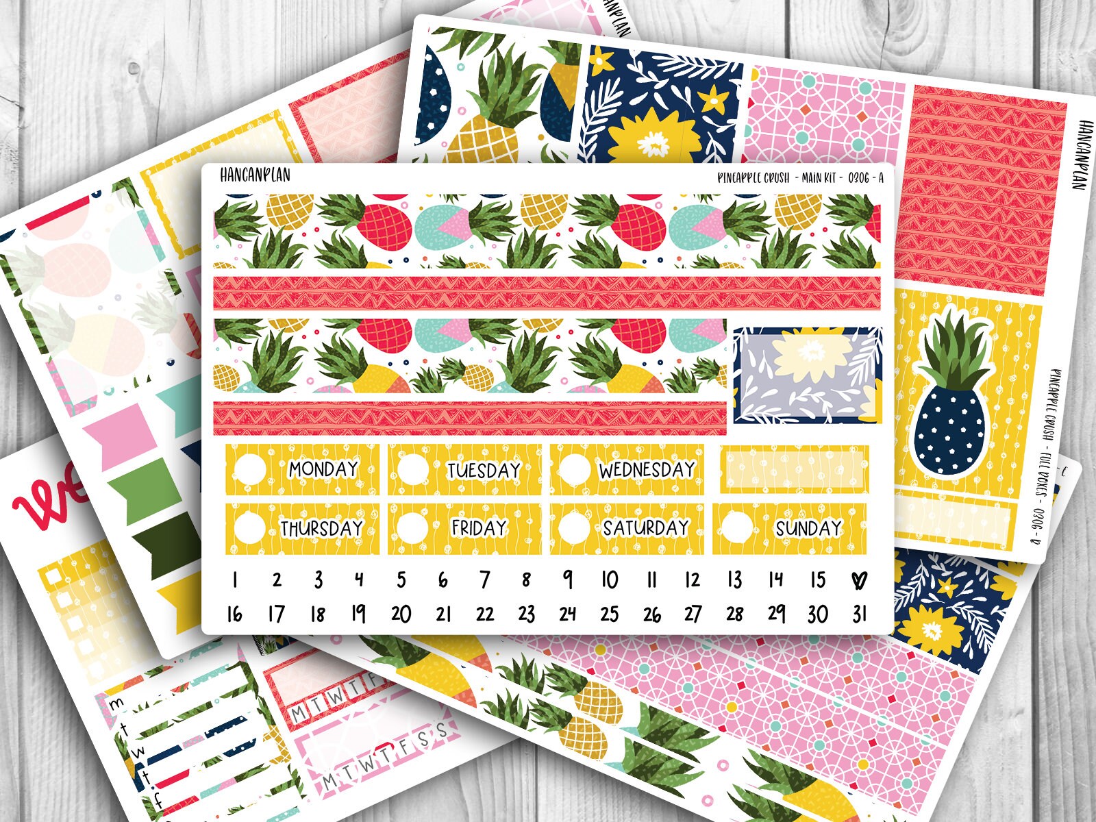 KIT-0306 || Pineapple Crush | Erin Condren weekly planner kit | hourl…