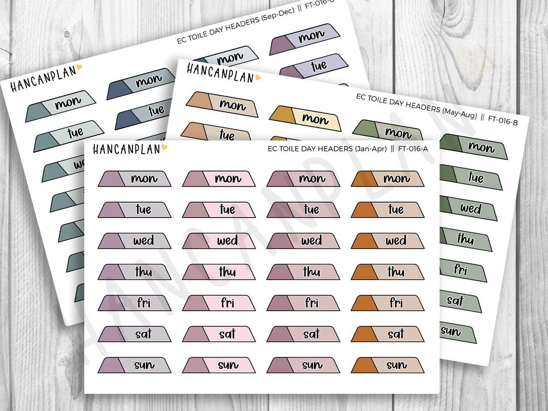 FT-016 | Day Headers | Erin Condren TOILE Matching Stickers - Etsy