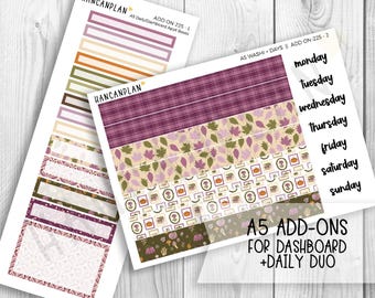 AO-225 || A5 DAILY Duo + Weekly DASHBOARD Kit Extras | Plum Cottage