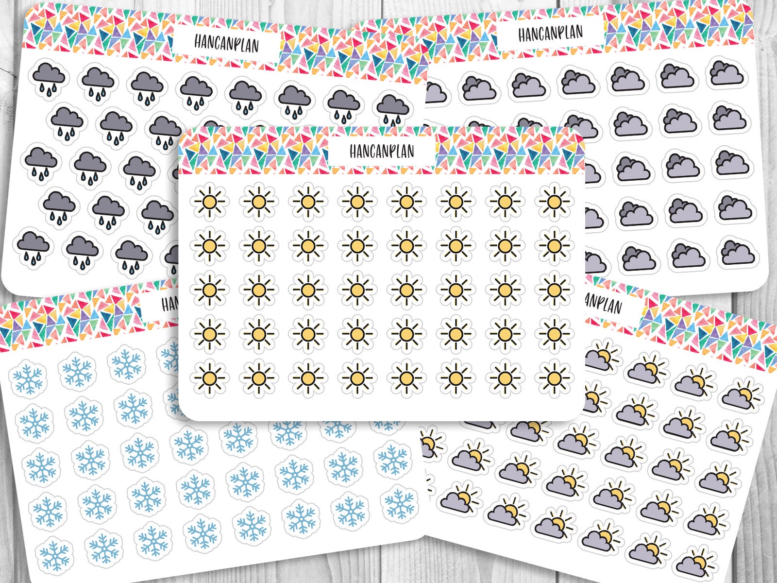 082 - Single Weather Icons - COLOR | Planner Stickers | Handlettered …