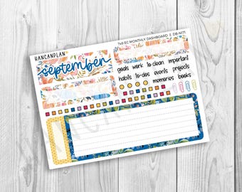 DB-N-171 || NEW 7x9 September Monthly Productivity Dashboard Kit | Autumn Blooms | Erin Condren 2025–2026