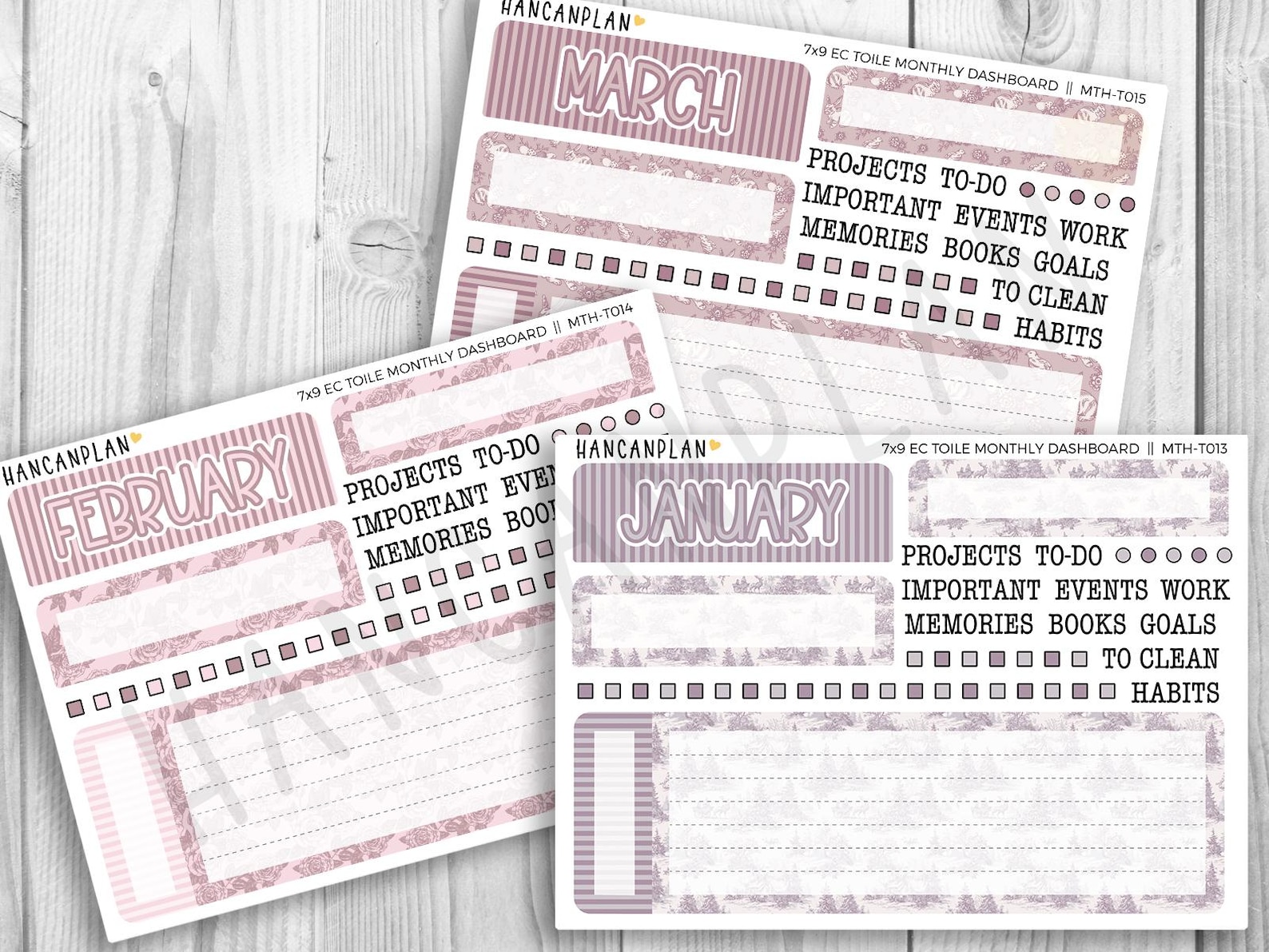 MTH-DBT | 7x9 Monthly DASHBOARD Set | Erin Condren Toile Matching Kits ...