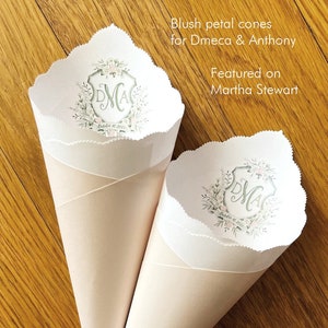 Wedding Cones in Custom Colors, Foil for Petal Toss, Confetti Bar, Seed, Favor, Candy, Basket, Box, Ceremony Send Off Bistro Collection image 1