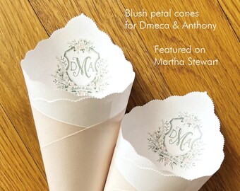 Wedding Cones in Custom Colors, Foil for Petal Toss, Confetti Bar, Seed, Favor, Candy, Basket, Box, Ceremony Send Off - Bistro Collection