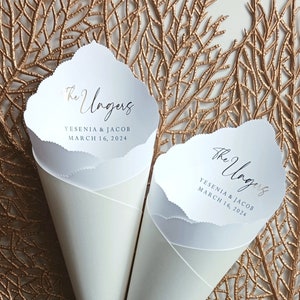 Wedding Cones in Custom Colors, Foil for Petal Toss, Confetti Bar, Seed, Favor, Candy, Basket, Box, Ceremony Send Off Bistro Collection image 3