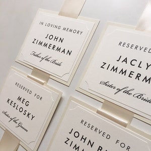 Chair Signs in Custom Colors, Fonts, Reserved for Wedding, Bridal Party, Parents, Family, In Memory, Ceremony, Reception - Bistro Collection