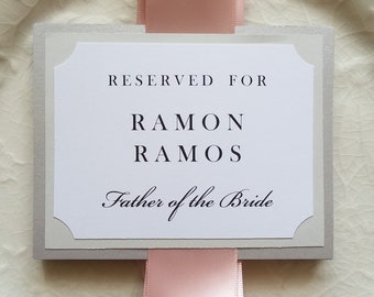 Chair Signs in Custom Colors, Fonts, Reserved for Wedding, Bridal Party, Parents, Family, Memory, Ceremony, Reception - Bistro Collection