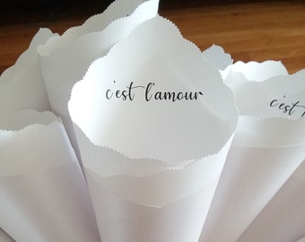 Wedding Cones in Custom Colors, Foil for Petal Toss, Confetti Bar, Seed, Favor, Candy, Basket, Box, Ceremony Send Off - Bistro Collection