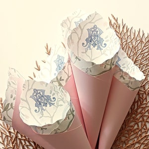 Wedding Cones with Custom Logo, Colors, Foil for Petal Toss, Confetti, Favor, Candy, Bar, Basket, Ceremony Send Off - Bistro Collection