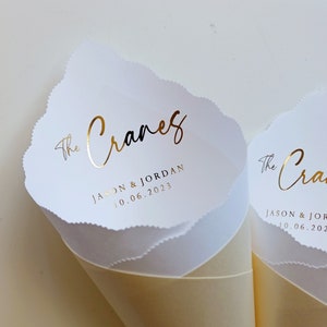 Wedding Cones in Custom Colors, Foil for Petal Toss, Confetti Bar, Seed, Favor, Candy, Basket, Box, Ceremony Send Off Bistro Collection image 6