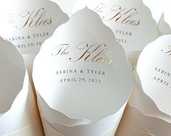 Wedding Cones in Custom Colors, Fonts for Petal Toss, Confetti Bar, Seed, Favor, Candy, Basket, Box, Ceremony Send Off - Bistro Collection