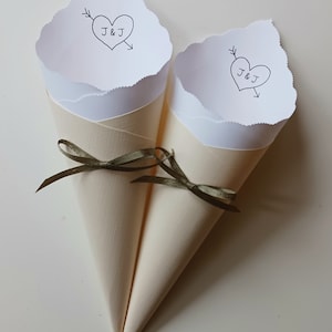 Wedding Cones with Ribbon, Custom Colors, Foil for Petal Toss, Confetti, Seed, Favor, Basket, Box, Ceremony Send Off Bistro Collection image 3