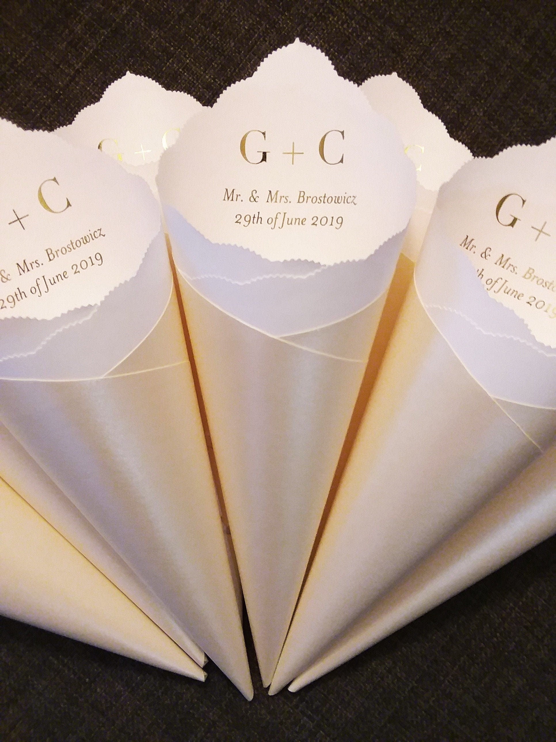 Wedding Cones in Custom Colors Foil for Petal Toss Confetti - Etsy