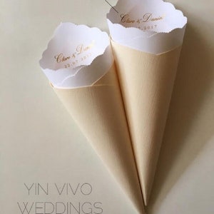 Wedding Cones in Custom Colors, Foil for Petal Toss, Confetti Bar, Seed, Favor, Candy, Basket, Box, Ceremony Send Off Bistro Collection image 8