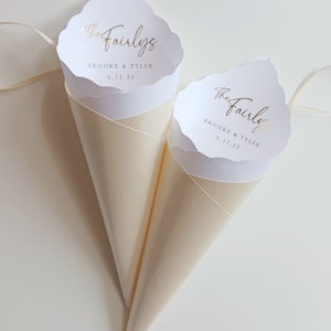 Wedding Cones with Ribbon, Custom Colors, Foil for Petal Toss, Confetti, Seed, Favor, Basket, Box, Ceremony Send Off Bistro Collection image 7