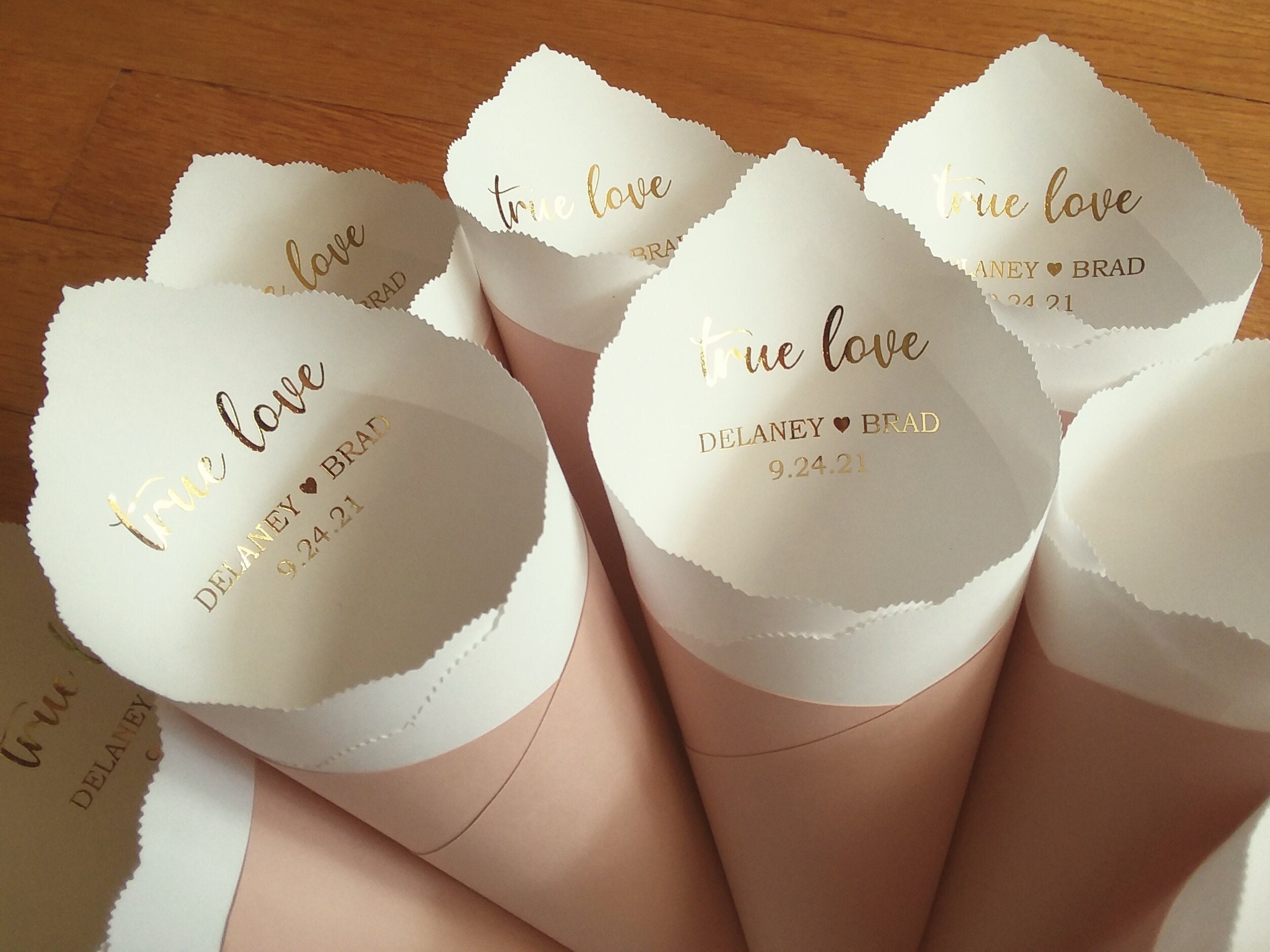 Wedding Cones in Custom Colors Fonts for Petal Toss Confetti - Etsy