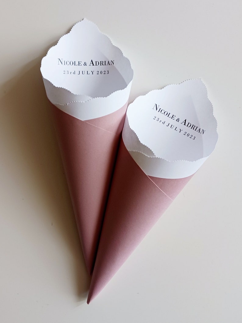 Wedding Cones in Custom Colors, Foil for Petal Toss, Confetti Bar, Seed, Favor, Candy, Basket, Box, Ceremony Send Off Bistro Collection image 7