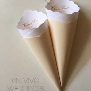 Wedding Cones in Custom Colors, Foil for Petal Toss, Confetti Bar, Seed, Favor, Candy, Basket, Box, Ceremony Send Off Bistro Collection image 9