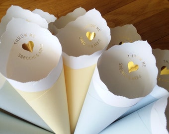 Wedding Cones in Custom Colors, Foil for Petal Toss, Confetti Bar, Seed, Favor, Candy, Basket, Box, Ceremony Send Off - Bistro Collection