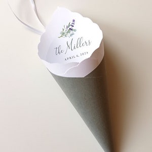 Wedding Cones with Ribbon, Custom Colors, Foil for Petal Toss, Confetti, Seed, Favor, Basket, Box, Ceremony Send Off Bistro Collection image 5