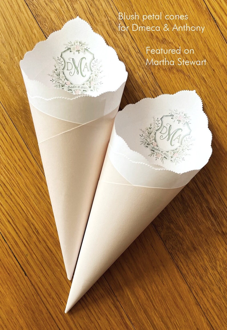 Wedding Cones in Custom Colors, Foil for Petal Toss, Confetti Bar, Seed, Favor, Candy, Basket, Box, Ceremony Send Off Bistro Collection image 1