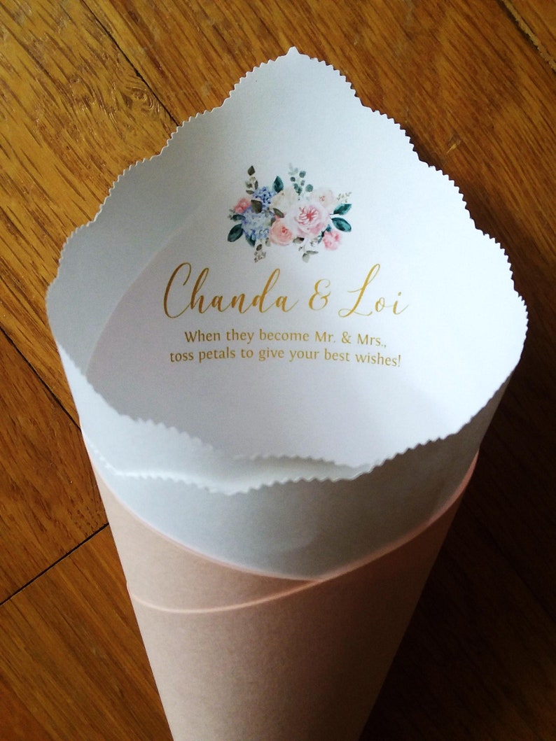 Wedding Cones in Custom Colors, Foil for Petal Toss, Confetti Bar, Seed, Favor, Candy, Basket, Box, Ceremony Send Off Bistro Collection image 5