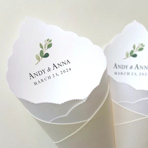 Wedding Cones in Custom Colors, Foil for Petal Toss, Confetti Bar, Seed, Favor, Candy, Basket, Box, Ceremony Send Off Bistro Collection image 1