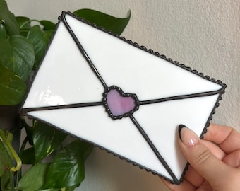 Stained Glass Love Letter Wall Art - Pink Heart