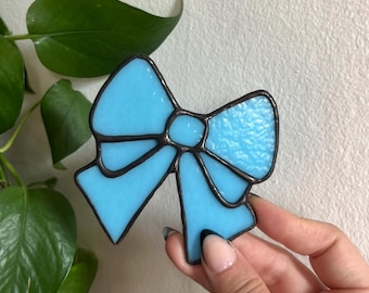 Mini Bow Stained Glass Wall Art - Baby Blue