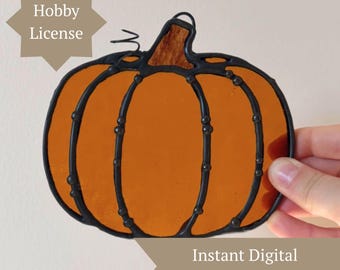 PATTERN: Stained Glass Classic Autumn Pumpkin Template • PDF Digital File (Instant Download)  • Hobby License