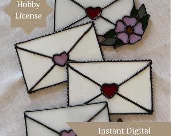 PATTERN BUNDLE: 2 Stained Glass Love Letter Templates • PDF Digital File (Instant Download)  • Hobby License