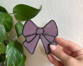 Mini Bow Stained Glass Wall Art - Dusty Purple