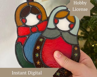 PATTERNS: (2 Designs) Stained Glass Nesting Dolls Template • PDF File Instant Download • Hobby License