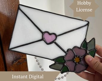 PATTERN: Stained Glass Floral Love Letter Template • PDF Digital File (Instant Download)  • Hobby License