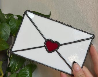 Stained Glass Love Letter Wall Art - Red Heart