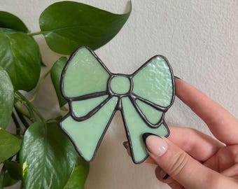 Mini Bow Stained Glass Wall Art - Sage Green