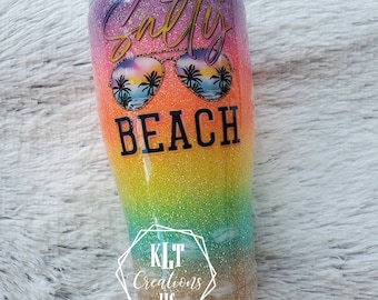 Vaso Salty Beach Ombre con purpurina de 30 oz