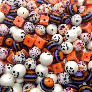 Halloween Bubblegum-pärlmix, tjock 20 mm blandad Jack-o-lantern och spindelnät