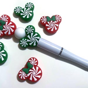 Silicone Cartoon Mouse Shaped Focal Bead, Mickey or Minnie Peppermint Beads