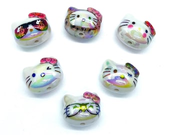 Aurora Kawaii Kitty Acrylic Focal Beads, Hello Cartoon Cat