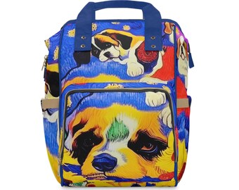 Travel-Friendly Diaper Bag, Large Diaper Backpack, Personalized Tote Bag, Customizable Diaper Bag, Baby Nappy Bag, Sleepy Pup