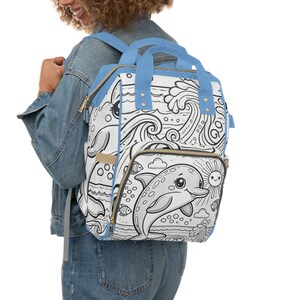Diaper Bag Backpack, Stylish Diaper Bag, Multifunction Diaper Bag, Large Diaper Bag, Travel Diaper Bag, Splash Dolphin ColorMe Bag