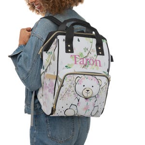 Newborn Gift Bag, Diaper Bag, Baby Diaper Bag, Personalized Diaper Bag, Custom Diaper Bag, Diaper Bag Backpack, Heart Bear