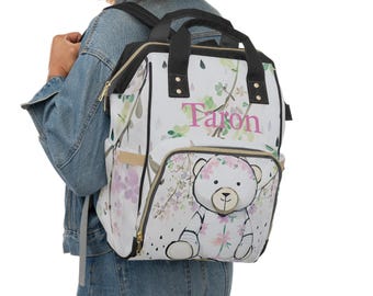 Newborn Gift Bag, Diaper Bag, Baby Diaper Bag, Personalized Diaper Bag, Custom Diaper Bag, Diaper Bag Backpack, Heart Bear