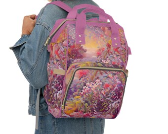 Personalisierte Tragetasche, anpassbare Windeltasche, Babytasche mit individuellem Namen, einzigartiges Babypartygeschenk, Blumenhimmel