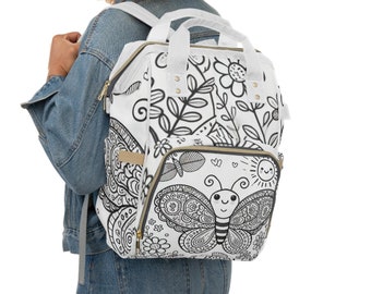 Torba na prezenty dla noworodka, torba na pieluchy, torba na pieluchy dla niemowląt, spersonalizowana torba na pieluchy, spersonalizowana torba na pieluchy, plecak na pieluchy, torba Butterfly ColorMe