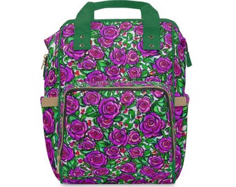Esenciales para el cuidado del bebé, Bolso multifunción para bebé, Bolso elegante para bebé, Mochila para padres, Bolso funcional para padres, Elegancia violeta